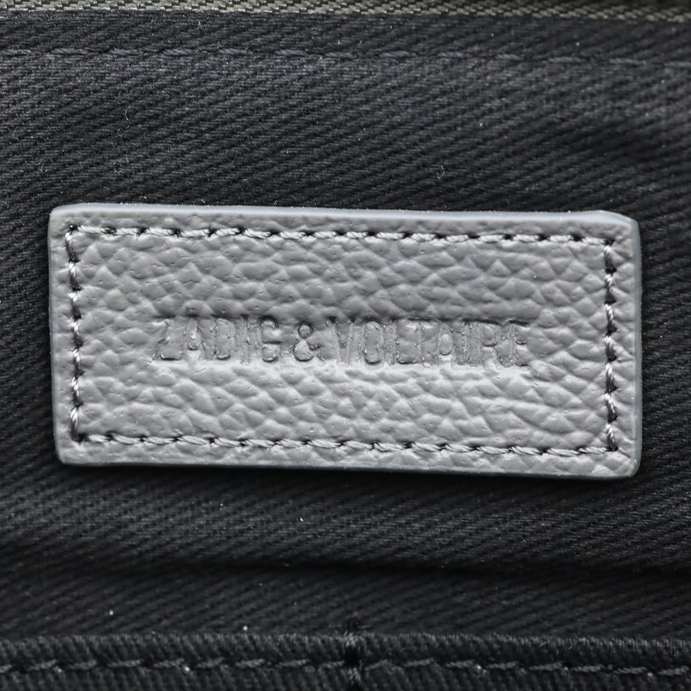 Zadig & Voltaire Grey Grained Leather Uma Wings Pouch