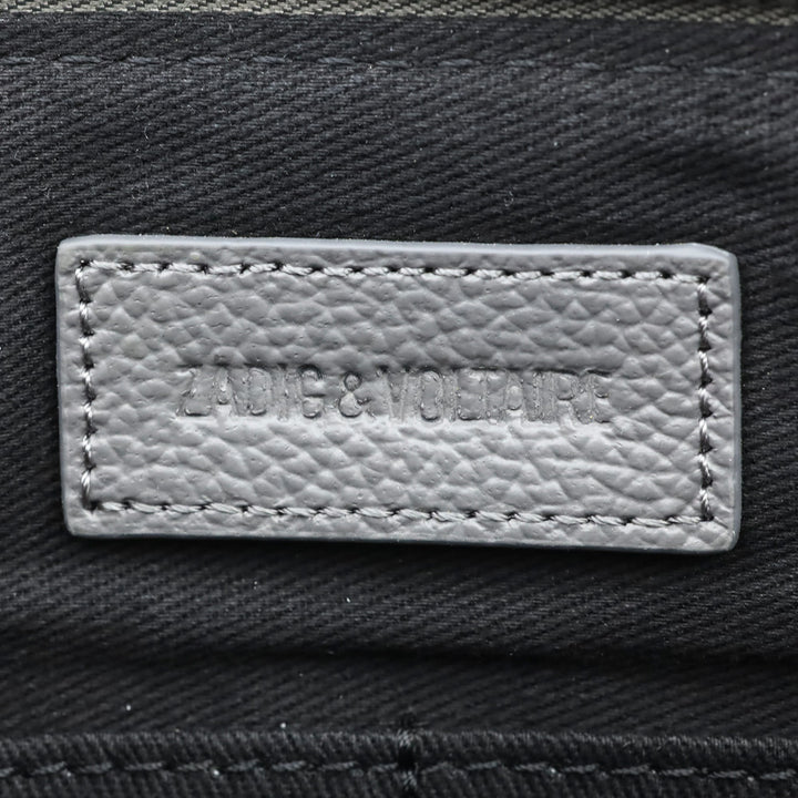 Zadig & Voltaire Grey Grained Leather Uma Wings Pouch