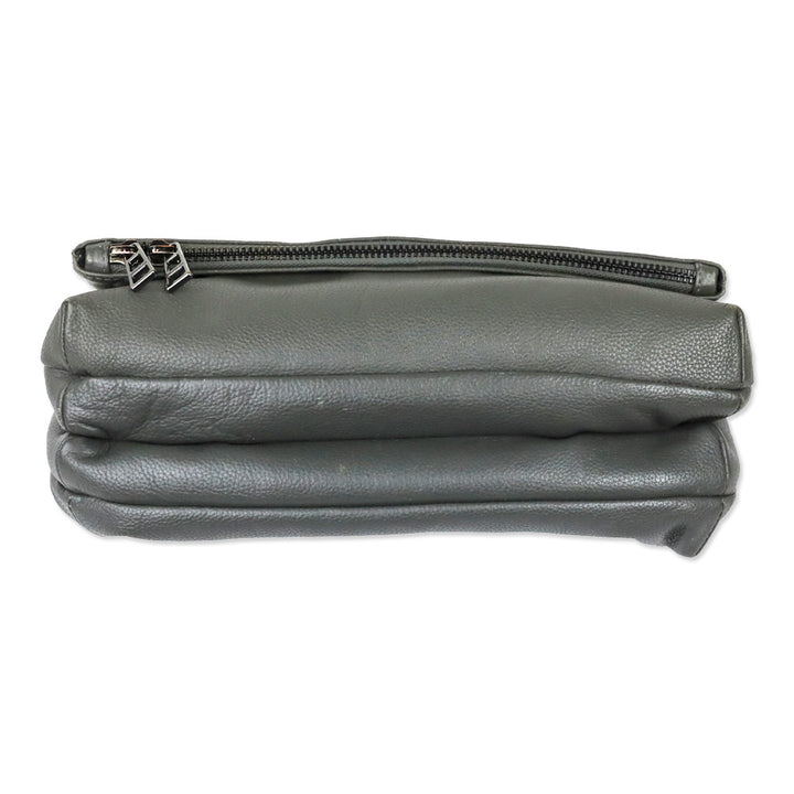 Zadig & Voltaire Grey Pebble Leather Rock Clutch Shoulder Bag
