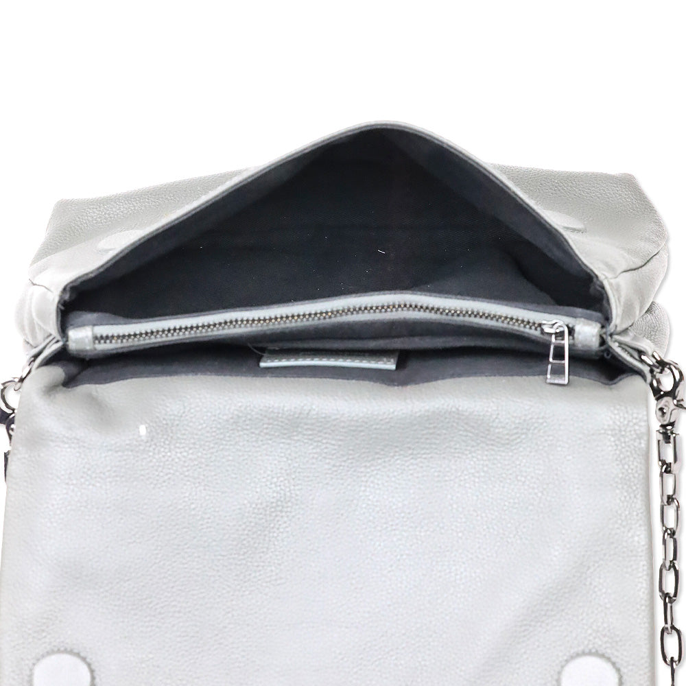 Zadig & Voltaire Grey Pebble Leather Rock Clutch Shoulder Bag