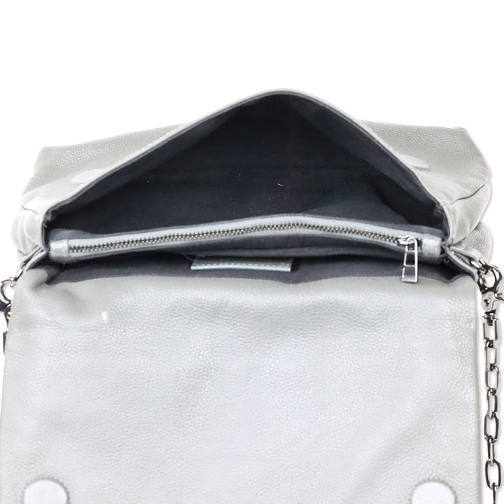 Zadig & Voltaire Grey Pebble Leather Rock Clutch Shoulder Bag