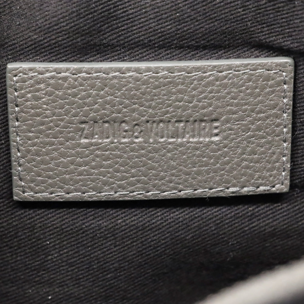 Zadig & Voltaire Grey Pebble Leather Rock Clutch Shoulder Bag