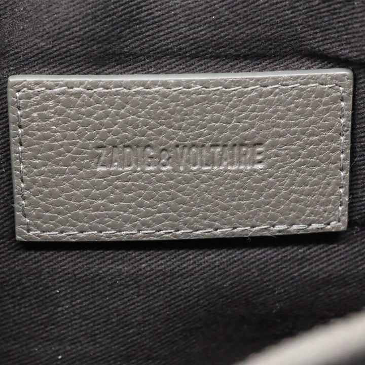Zadig & Voltaire Grey Pebble Leather Rock Clutch Shoulder Bag