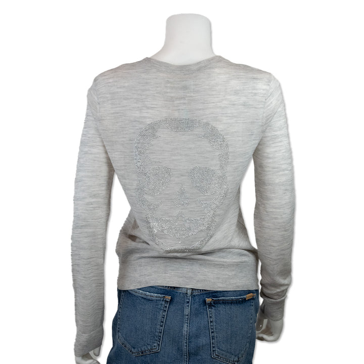 Zadig & Voltaire Lightweight Gray Long Sleeve with Skull on Back