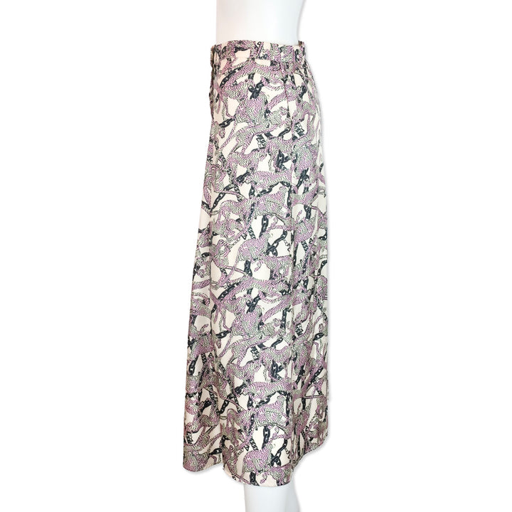 Zadig and Voltaire Ecru Wild Chains Silk Twill June Midi Skirt