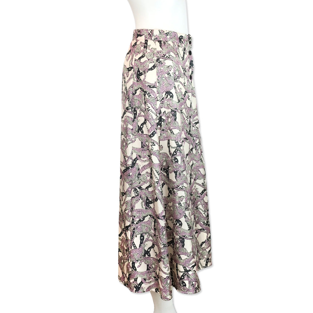 Zadig and Voltaire Ecru Wild Chains Silk Twill June Midi Skirt