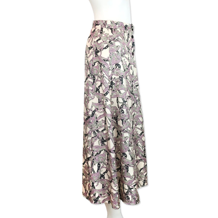 Zadig and Voltaire Ecru Wild Chains Silk Twill June Midi Skirt