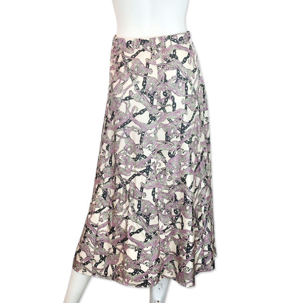 Zadig and Voltaire Ecru Wild Chains Silk Twill June Midi Skirt