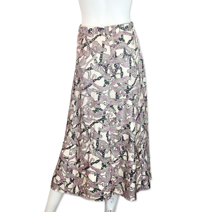 Zadig and Voltaire Ecru Wild Chains Silk Twill June Midi Skirt