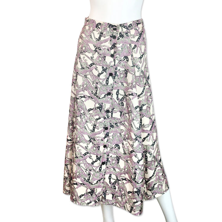 Zadig and Voltaire Ecru Wild Chains Silk Twill June Midi Skirt