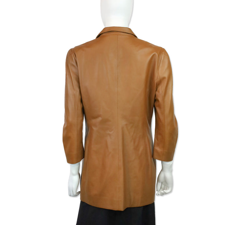 Zeynep Arçay Brown Leather Double-Breasted Blazer