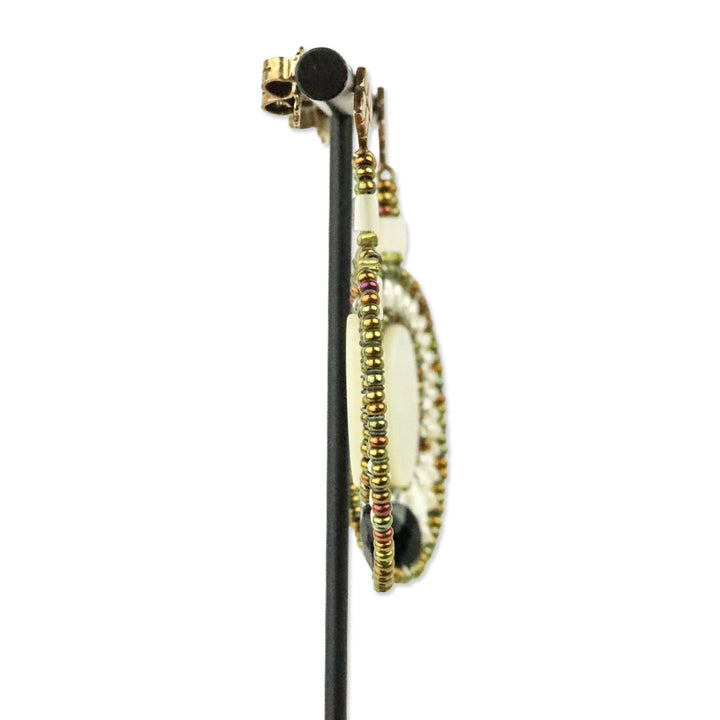 Ziio Jewels Gold-Plated Filigree Pearl Murano Glass Drop Earrings