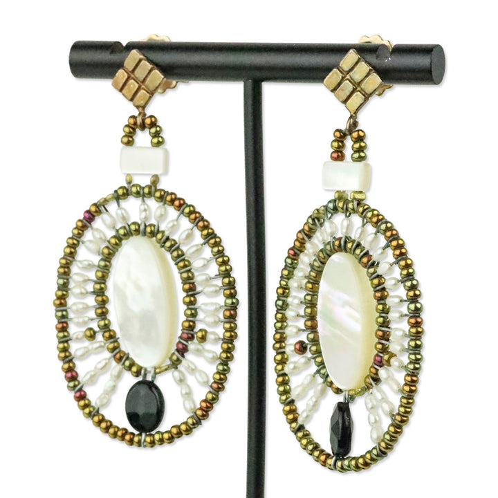 Ziio Jewels Gold-Plated Filigree Pearl Murano Glass Drop Earrings