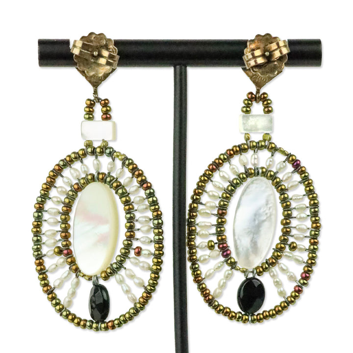 Ziio Jewels Gold-Plated Filigree Pearl Murano Glass Drop Earrings