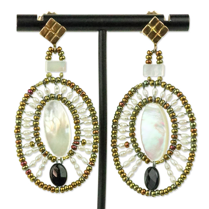 Ziio Jewels Gold-Plated Filigree Pearl Murano Glass Drop Earrings