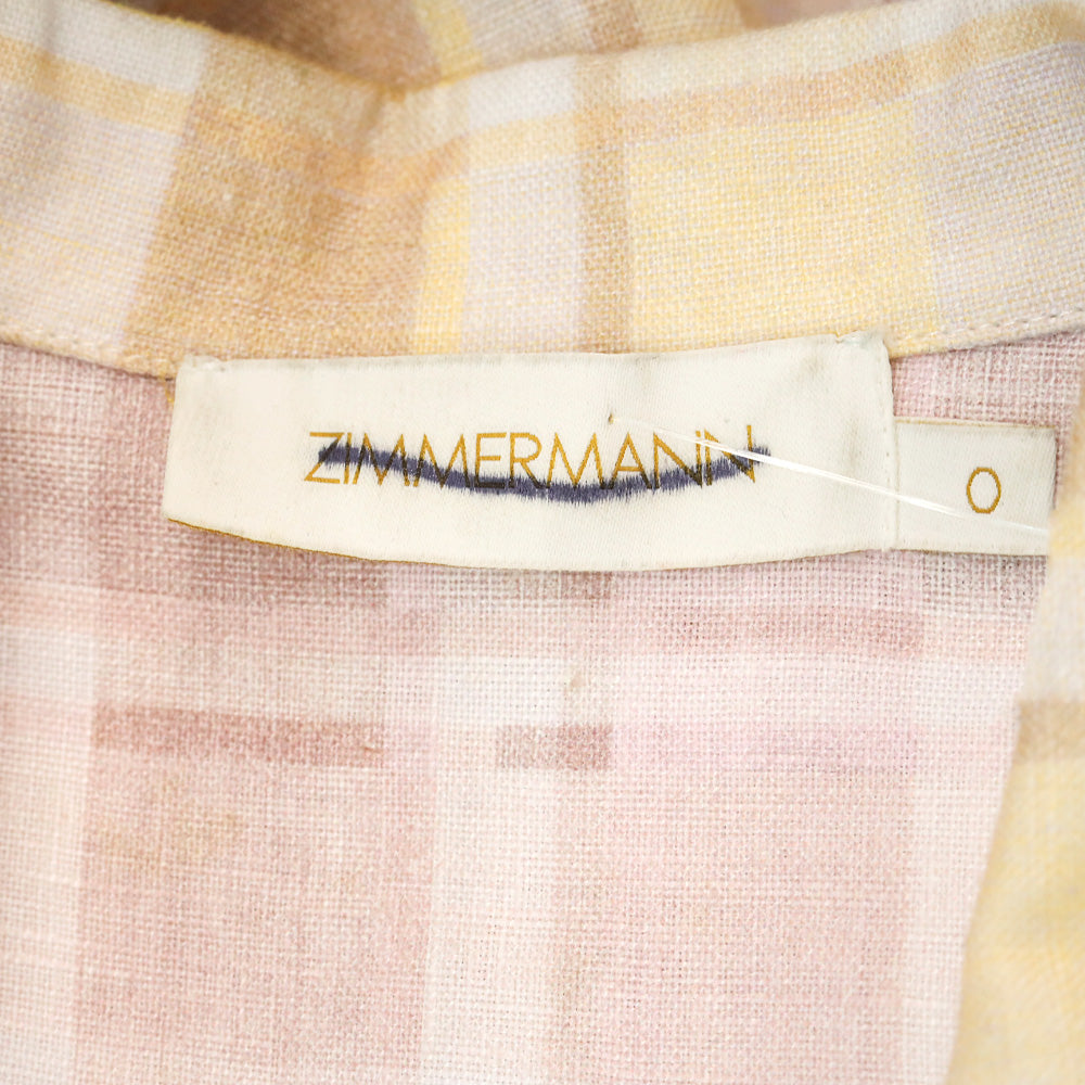 Zimmerman Dancer Spliced Check-Print Linen Mini Dress