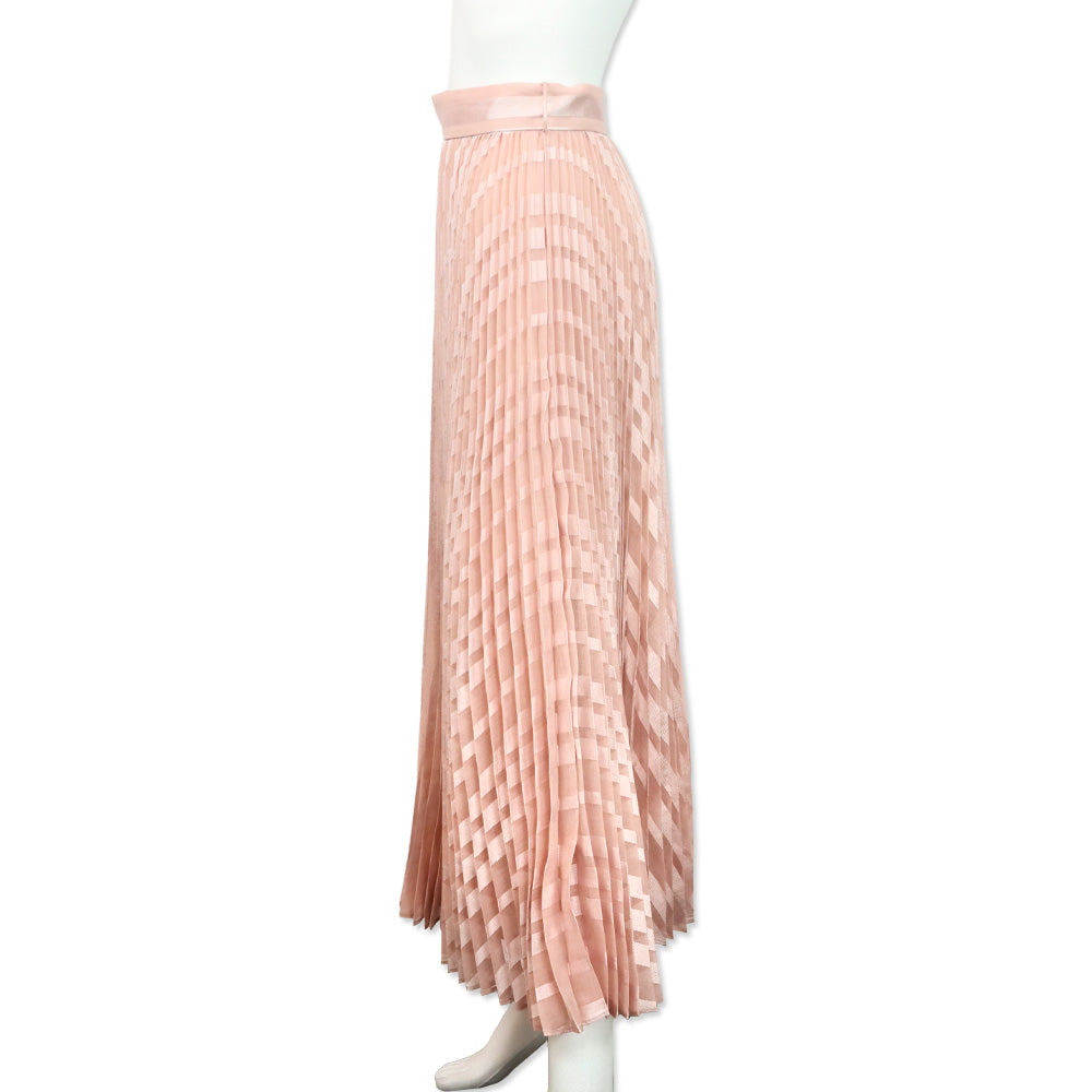 Zimmermann Baby Pink Burnout Sunray Pleated Midi Skirt