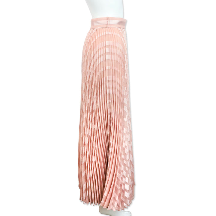 Zimmermann Baby Pink Burnout Sunray Pleated Midi Skirt