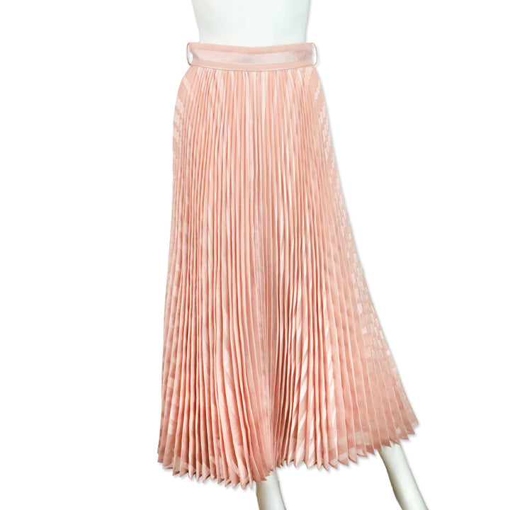 Zimmermann Baby Pink Burnout Sunray Pleated Midi Skirt