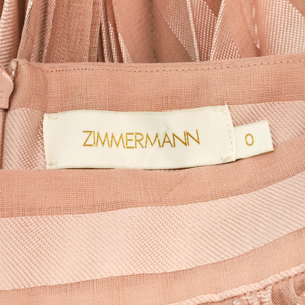 Zimmermann Baby Pink Burnout Sunray Pleated Midi Skirt
