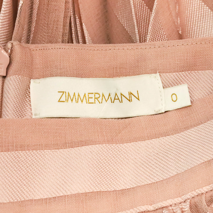 Zimmermann Baby Pink Burnout Sunray Pleated Midi Skirt