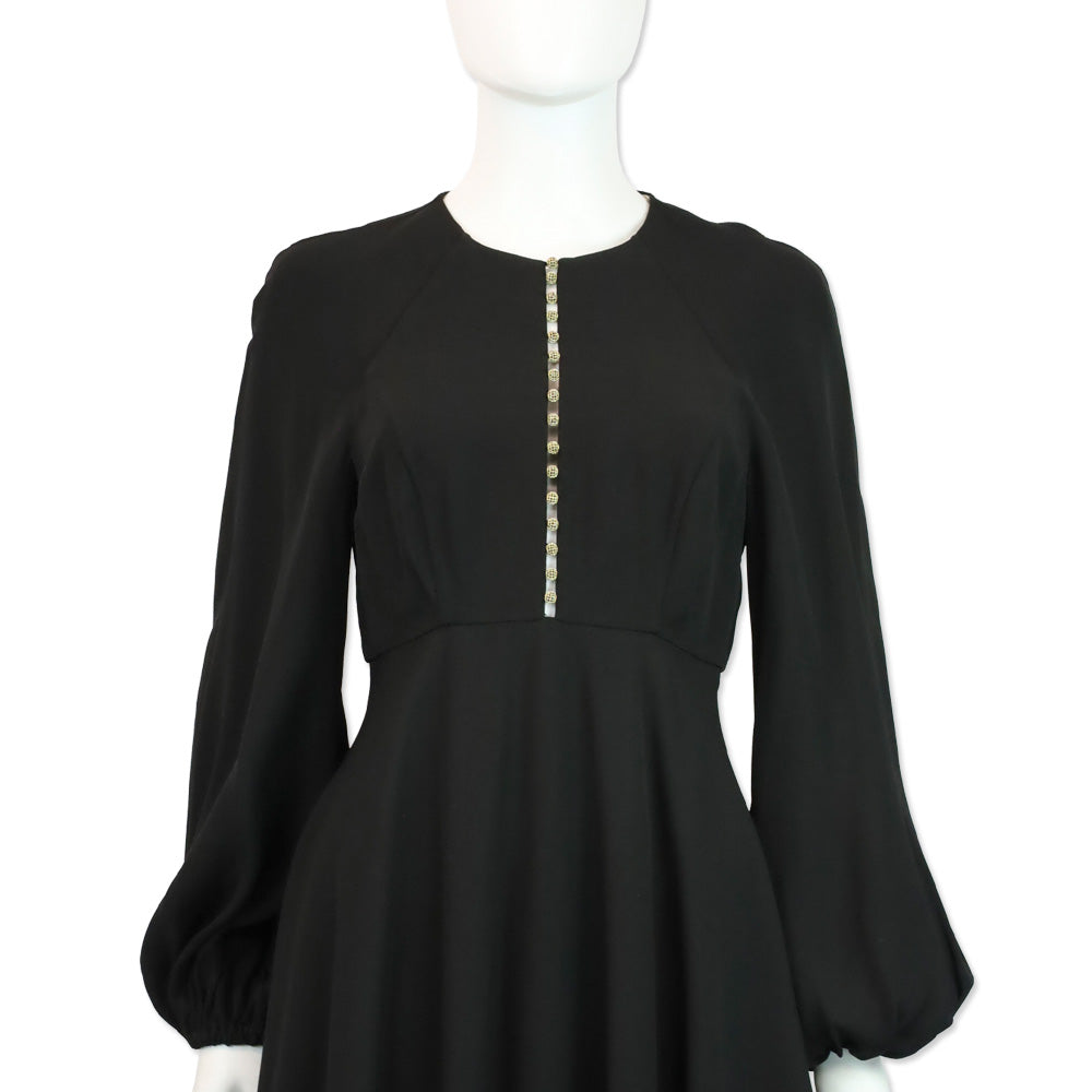 Zimmermann Bead-Embellished Black Crepe Midi Dress