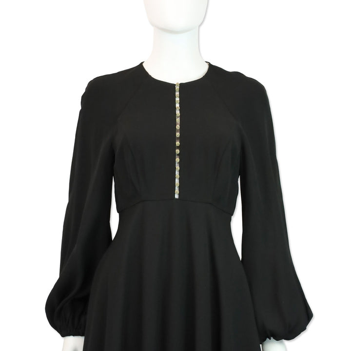 Zimmermann Bead-Embellished Black Crepe Midi Dress