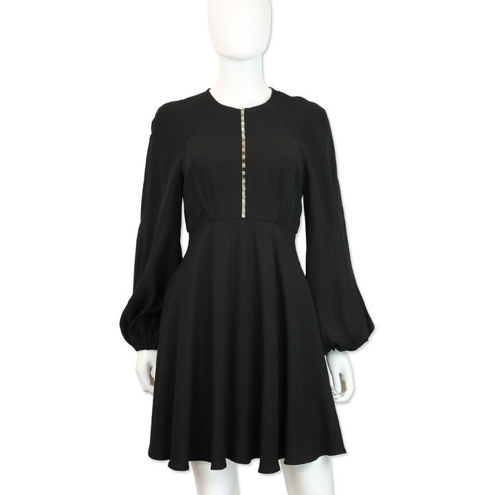 Zimmermann Bead-Embellished Black Crepe Midi Dress