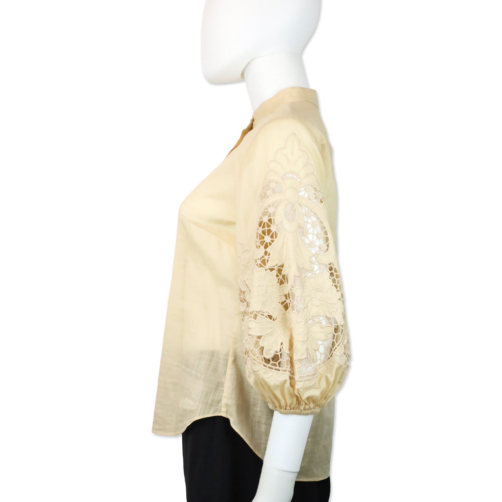 Zimmermann Beige Brighton Broderie-Anglaise Cotton-Voile Blouse
