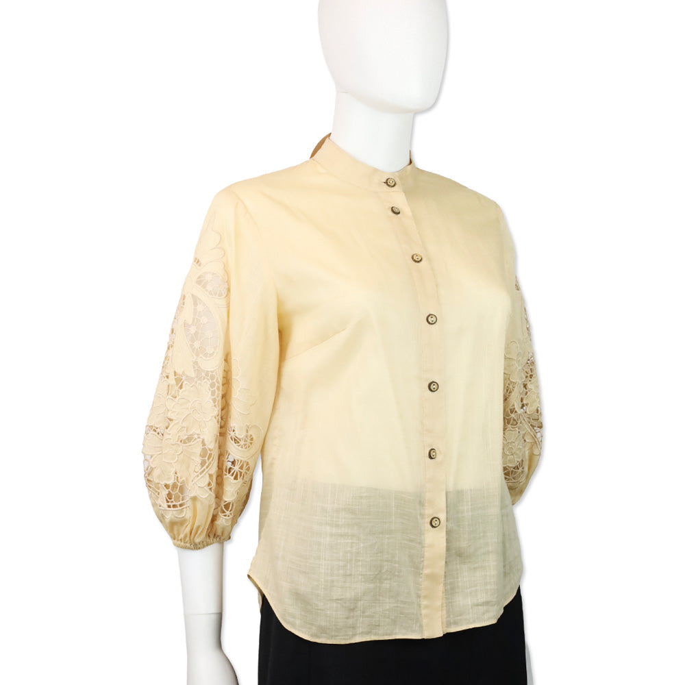 Zimmermann Beige Brighton Broderie-Anglaise Cotton-Voile Blouse