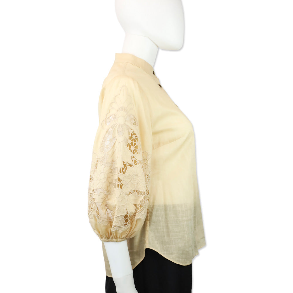 Zimmermann Beige Brighton Broderie-Anglaise Cotton-Voile Blouse