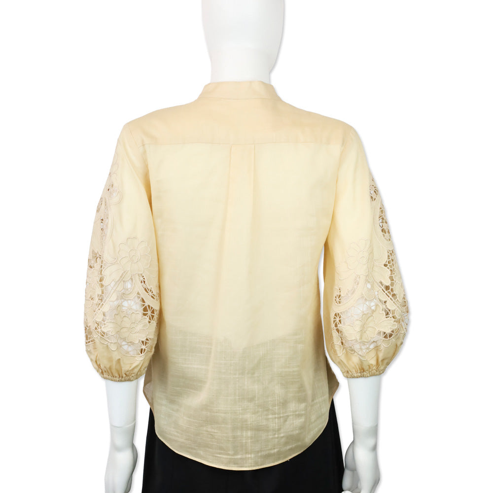 Zimmermann Beige Brighton Broderie-Anglaise Cotton-Voile Blouse
