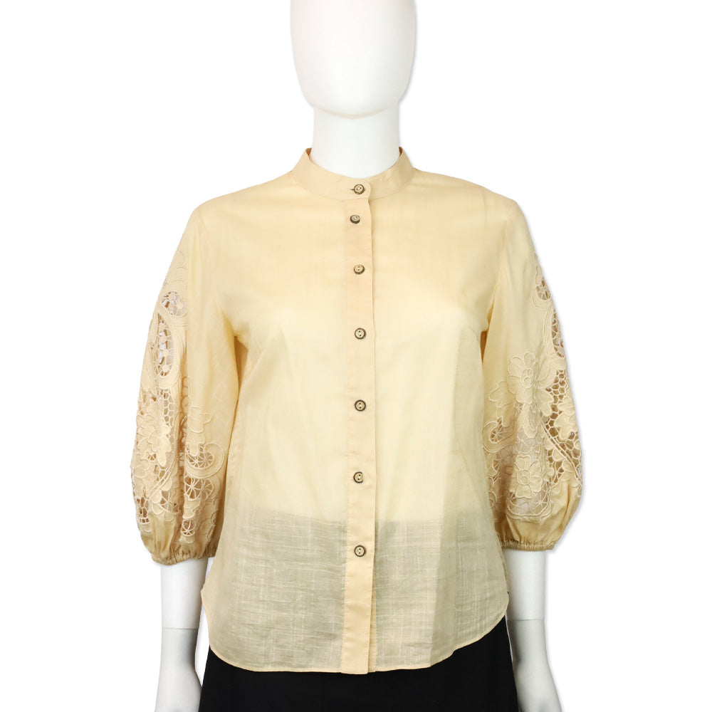 Zimmermann Beige Brighton Broderie-Anglaise Cotton-Voile Blouse