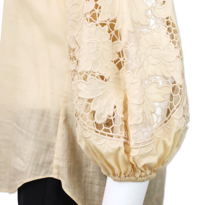 Zimmermann Beige Brighton Broderie-Anglaise Cotton-Voile Blouse