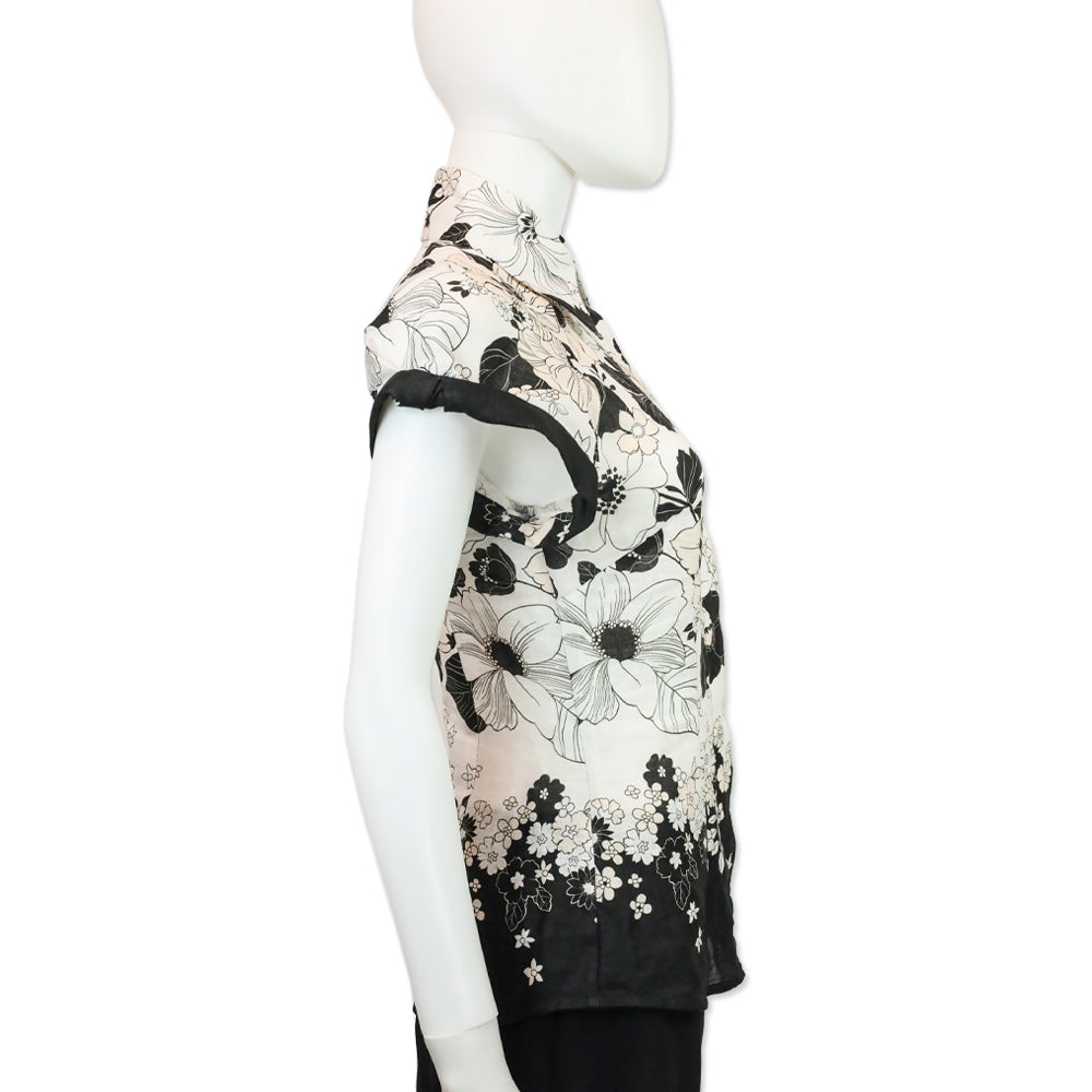 Zimmermann Black Floral Print Linen Shirt