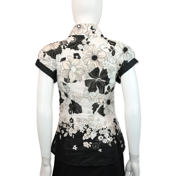 Zimmermann Black Floral Print Linen Shirt