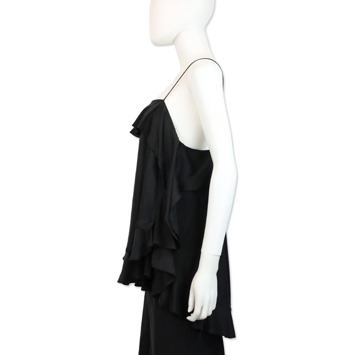 Zimmermann Black Washed Silk Ruffle Flounce Cami Top