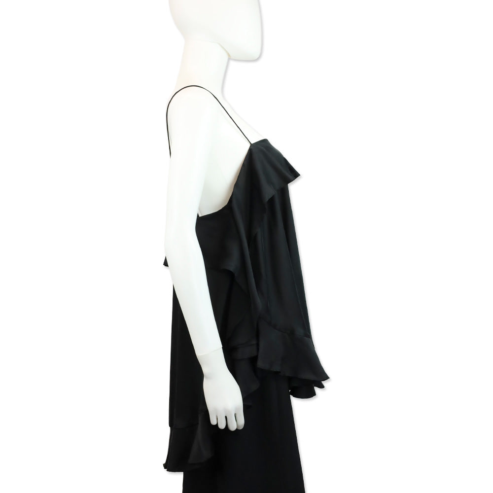 Zimmermann Black Washed Silk Ruffle Flounce Cami Top