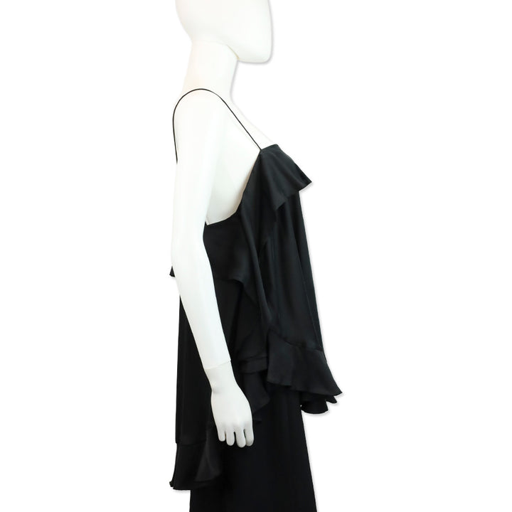 Zimmermann Black Washed Silk Ruffle Flounce Cami Top