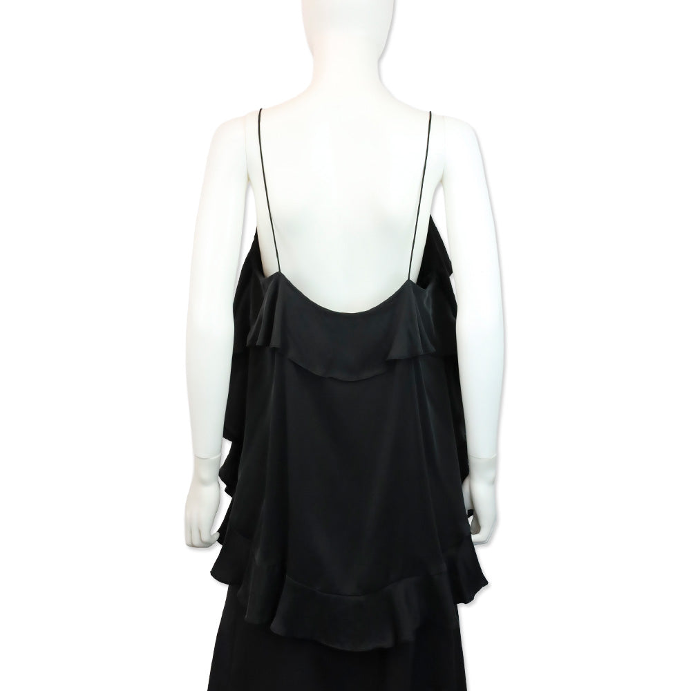Zimmermann Black Washed Silk Ruffle Flounce Cami Top