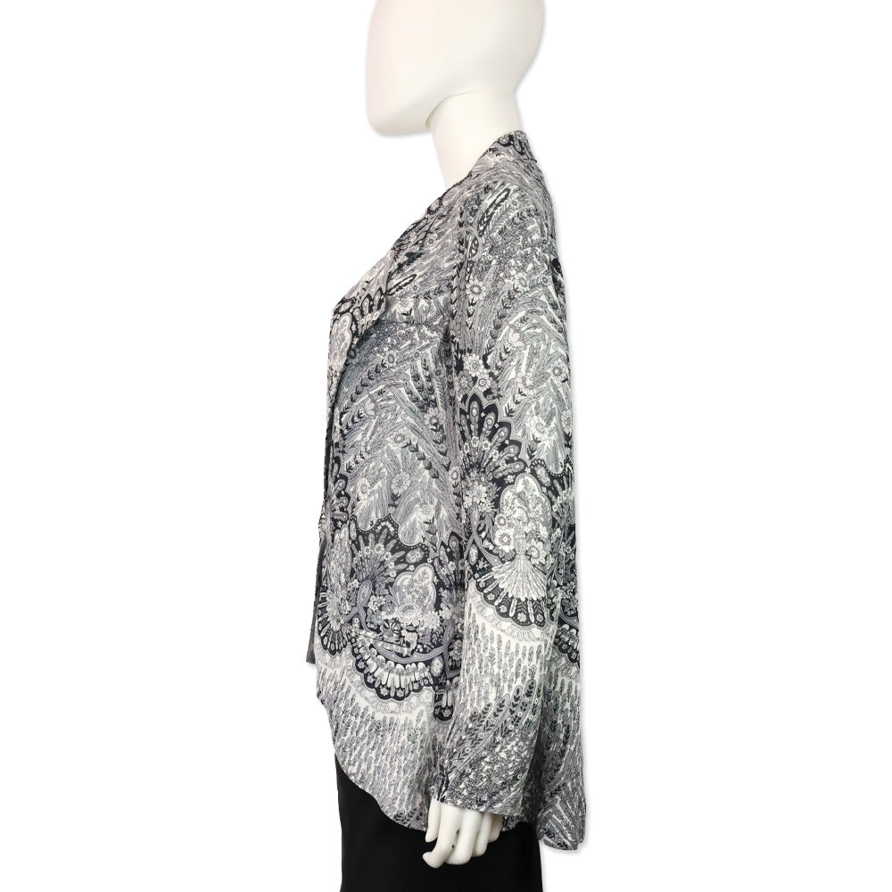 Zimmermann Black/White Feather Floral Print Chiffon Blazer
