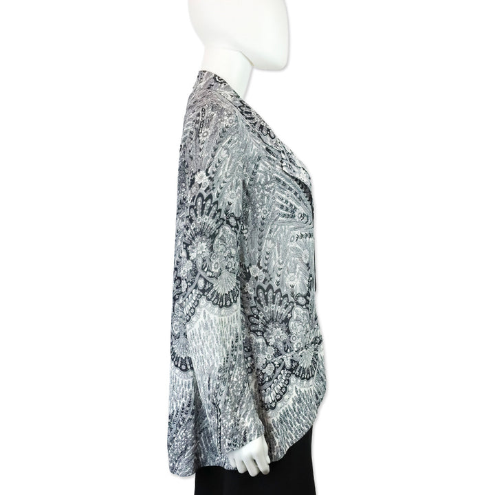 Zimmermann Black/White Feather Floral Print Chiffon Blazer
