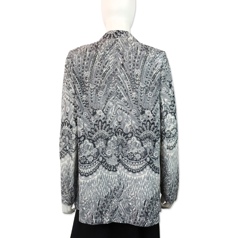 Zimmermann Black/White Feather Floral Print Chiffon Blazer