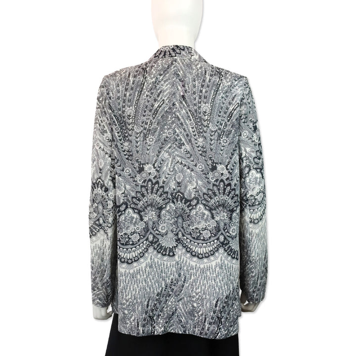 Zimmermann Black/White Feather Floral Print Chiffon Blazer