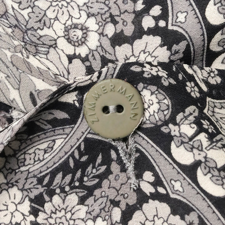 Zimmermann Black/White Feather Floral Print Chiffon Blazer