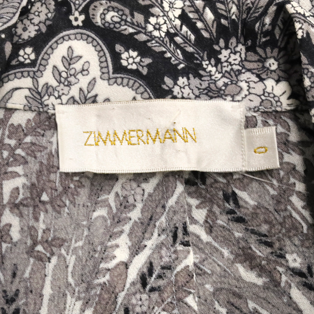 Zimmermann Black/White Feather Floral Print Chiffon Blazer