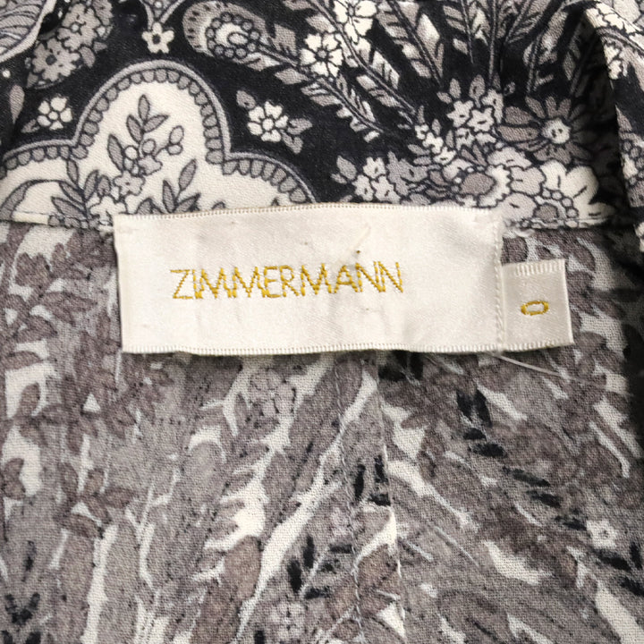 Zimmermann Black/White Feather Floral Print Chiffon Blazer