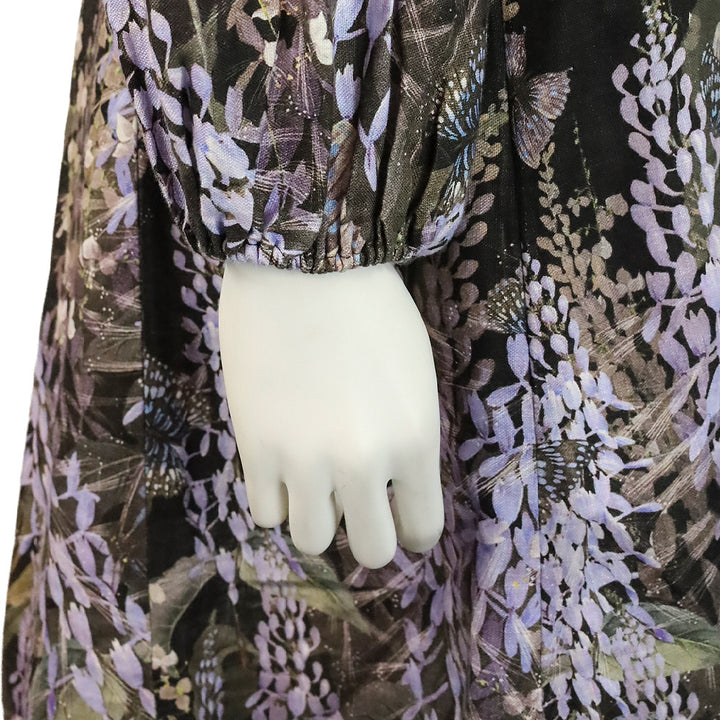 Zimmermann Botanica Black Lavender Tea Linen Butterfly Mini Dress