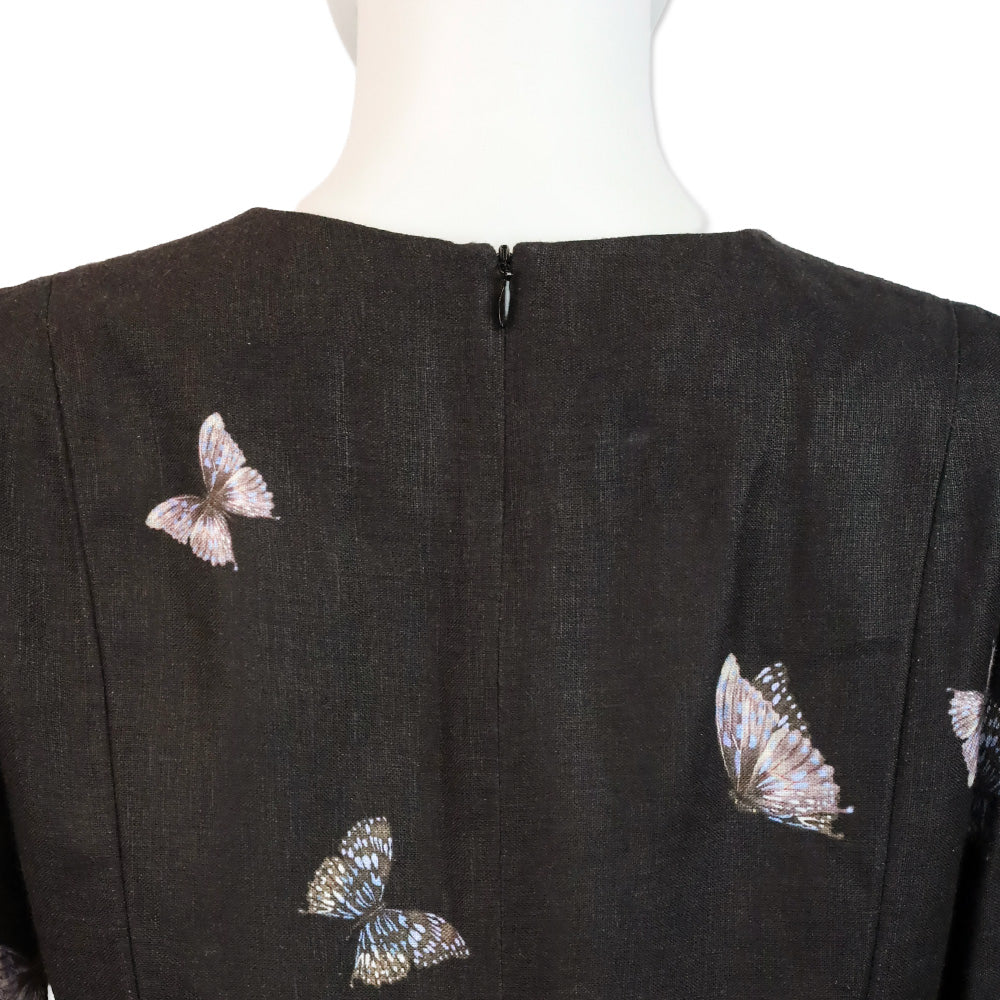 Zimmermann Botanica Black Lavender Tea Linen Butterfly Mini Dress