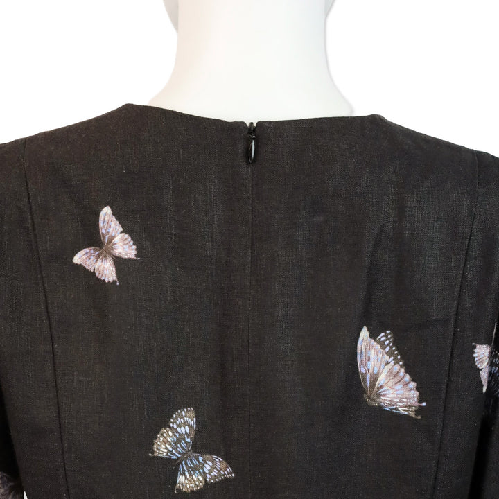 Zimmermann Botanica Black Lavender Tea Linen Butterfly Mini Dress